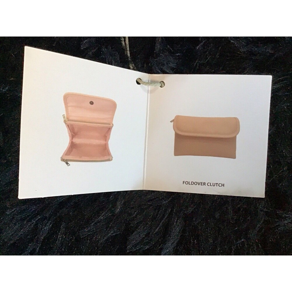 Red Stone Peach Makeup Jewelry Bag Pouch Folding Clutch Zip NWT - Picture 7 of 9
